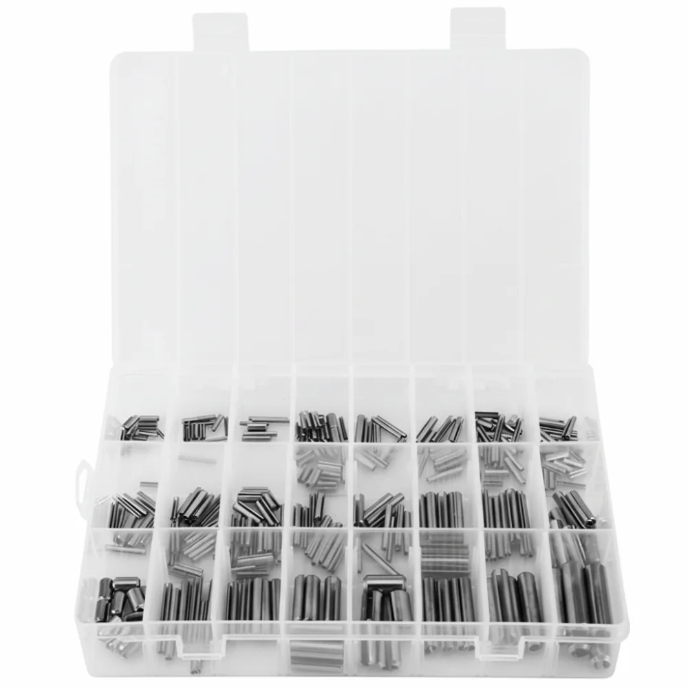 

280pcs Stainless Steel Slotted Spring Pin M1.5-M8 Slotted Roll Pin with Box Metric Expansion Dowel Pin for Mechanical Industry