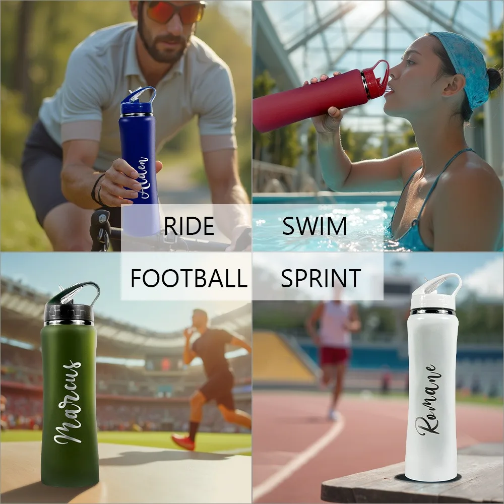 Personalized Insulated Stainless Steel Water Bottle with Straw - Engraved Fitness/Cycling Bottle, Perfect Gift for Men & Women - view 6