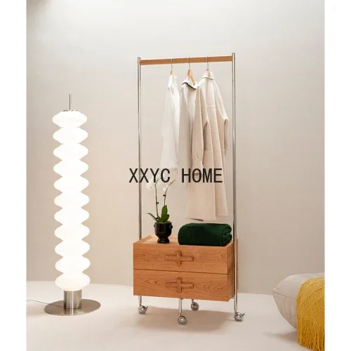 Вешалка для одежды из цельного дерева, напольная угловая многофункциональная передвижная вешалка из нержавеющей стали для спальни