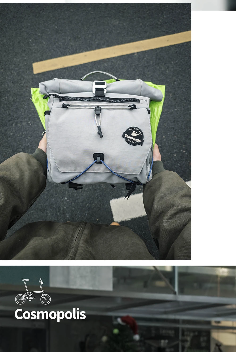 Rhinowalk X Ridgeloop Fahrradlenkertasche 17L, schnell abnehmbare Fahrrad-Fronttasche mit Adapterblock, inklusive Adapterblock für Faltrad/MTB – Detail 13