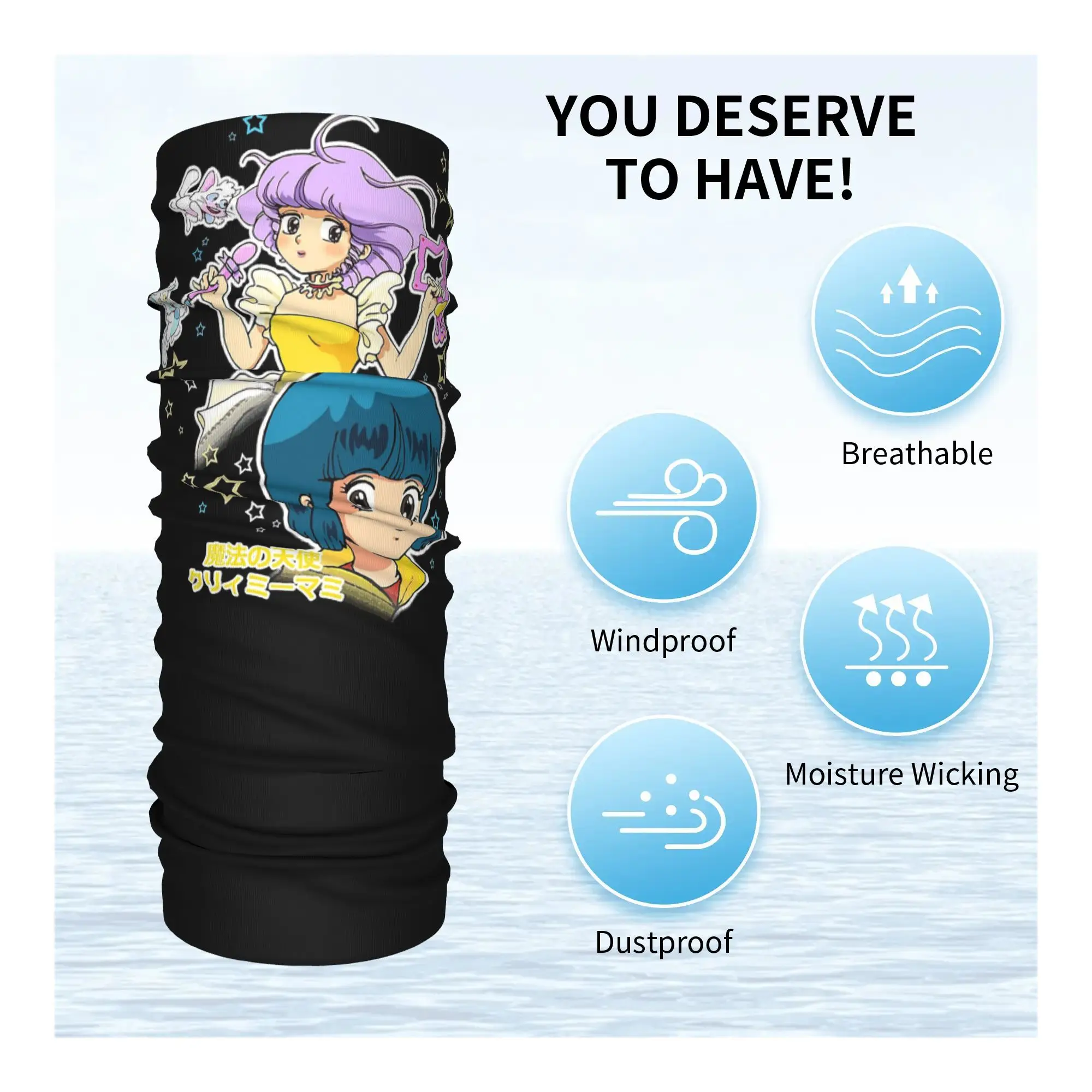 Ange magia cremoso mamy clássico cremoso mami bandana pescoço gaiter impresso máscara cachecol quente ciclismo cachecol equitação unisex adulto