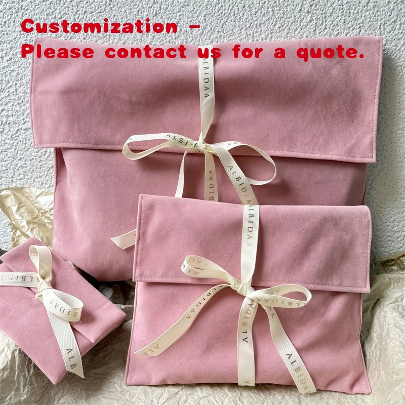 

custom.Custom Luxury Pink Velvet Envelope Clothes Cosmetic Storage Bag Handbag Reusable Wallet Belt Packing Dust P