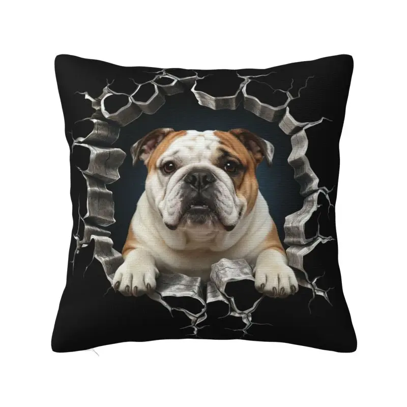 Breaking Through English Bulldog Cushion Cover 60*60 cm Dog Lover Throw Pillow Case Home Decorative Bedding Sofa Pillowslip