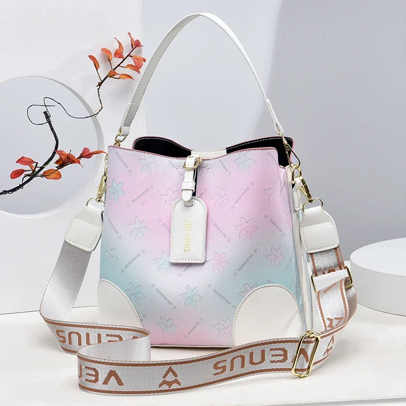 

Colored Bucket Bag Handbag, Fashion Crossbody Bag With Multi Zipper, Women's Small PU Leather Purse