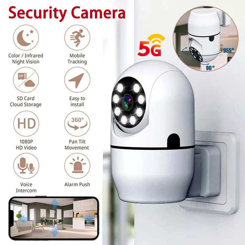 

200W 5G Wifi iP Camera Night Vision Full Color Ai Human Tracking CCTV Video Indoor wireless Security Monitor Surveillance Camera