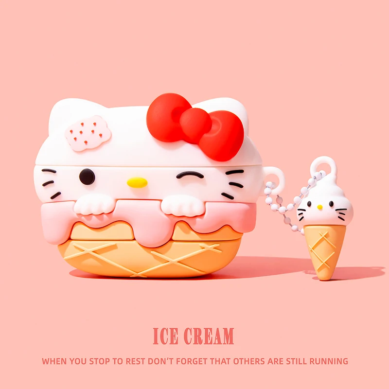 Cupcake gelato Kitty per Airpods 1 2 3 4 Pro Pro 2 Custodia per auricolari in silicone Accessori Cover