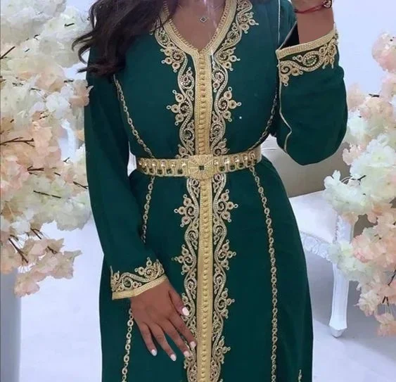 Maxi vestido caftán bordado Floral para mujer, ropa musulmana de Jellaba, Abaya de manga larga de Dubai, vestidos de noche para mujer 2024