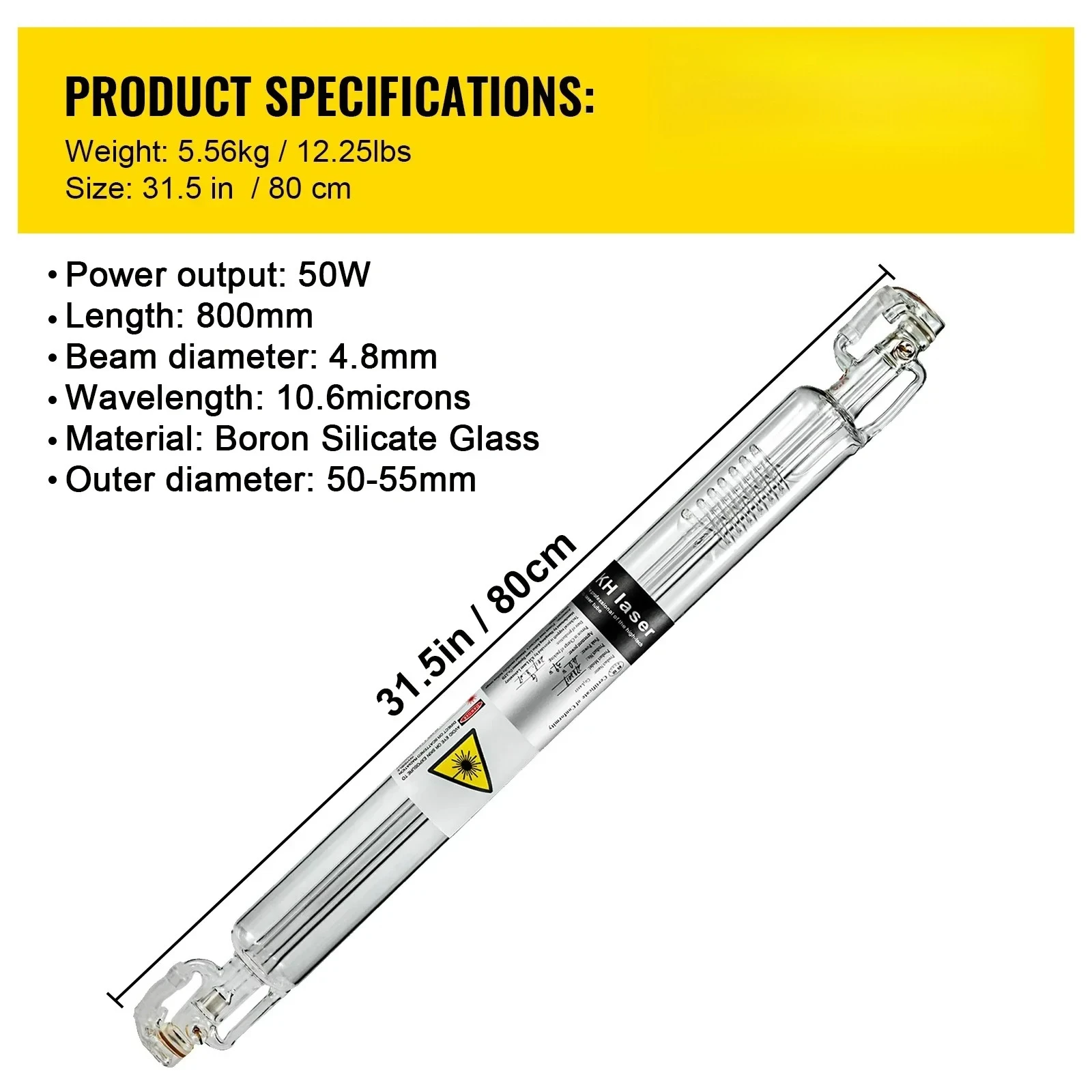 SIHAO CO2 Laserbuis 40W 50W 60W 80W 100W 130W 150W 700mm tot 1830mm Lengte Glas 80mm Dia Lange Levensduur Voor Laser Machine
