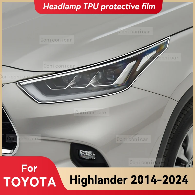 For TOYOTA Highlander 2014-2024 Car Headlight Transparent TPU Protective Cover Film Front Light Tint Change Color Sticker