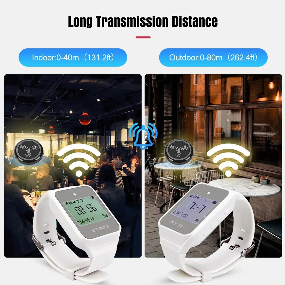 Retekess Restaurant Pager Hookah Wireless Calling System TD108 Watch TD032 Transmitter Button For Cafe Bar Club Customer Service