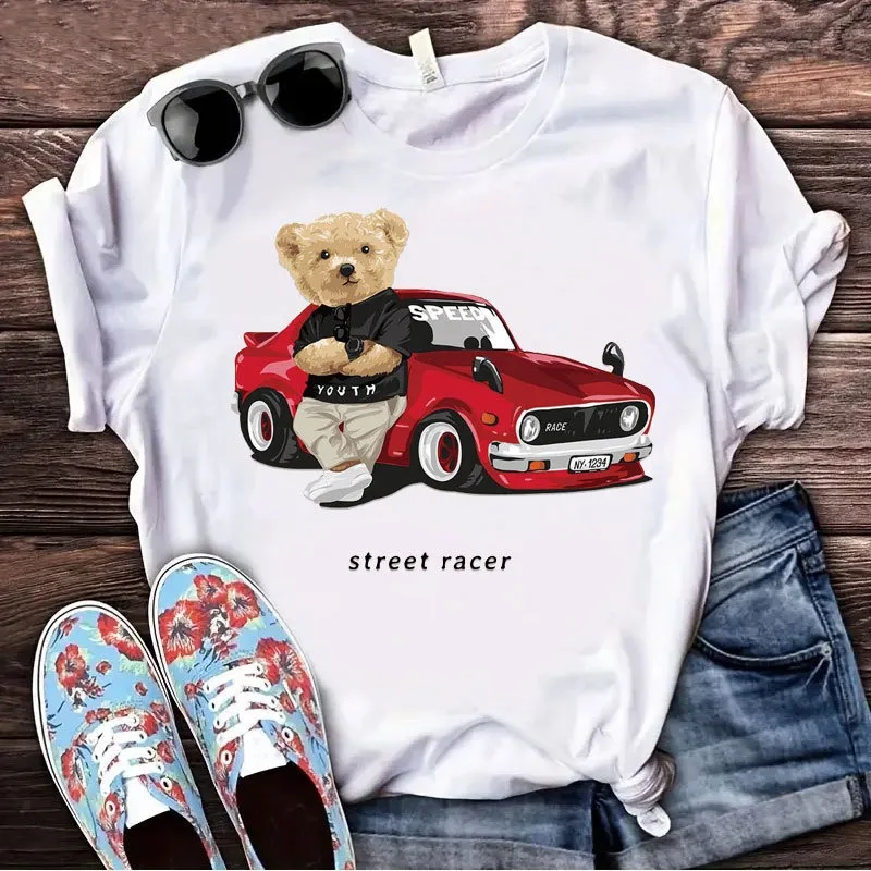 2PCS Social Bear Hot Stamping Stickers Ke Style Heat Transfer Stickers DIY Clothing Hats Printed Patterns Hot Stamping