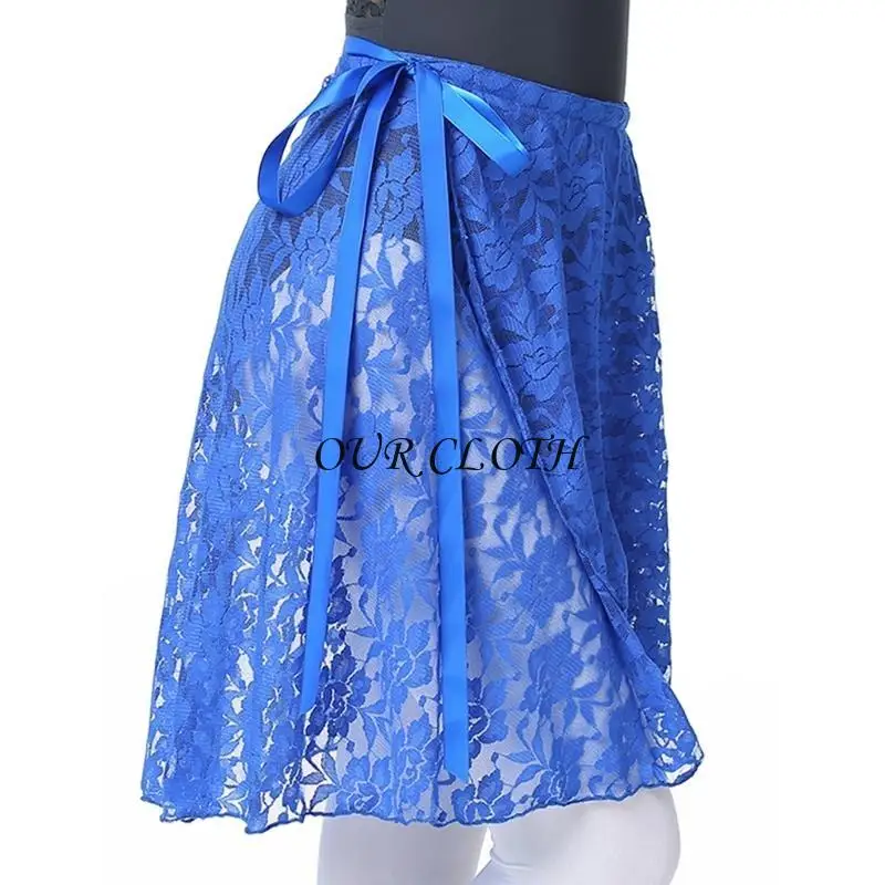 

Балетная юбка с завязками на запахе, прозрачные кружевные юбки для танцев с цветочным принтом и регулируемой завязкой на талии,