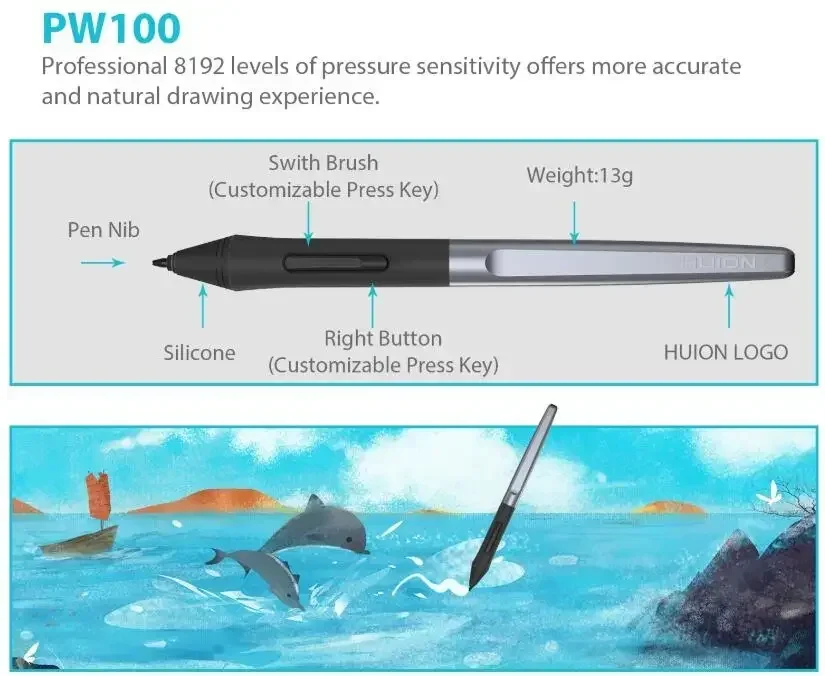 Huin H610Pro V2 10 × 6.25 بوصة تخصيص المفاتيح السريعة رسم الرسومات #3