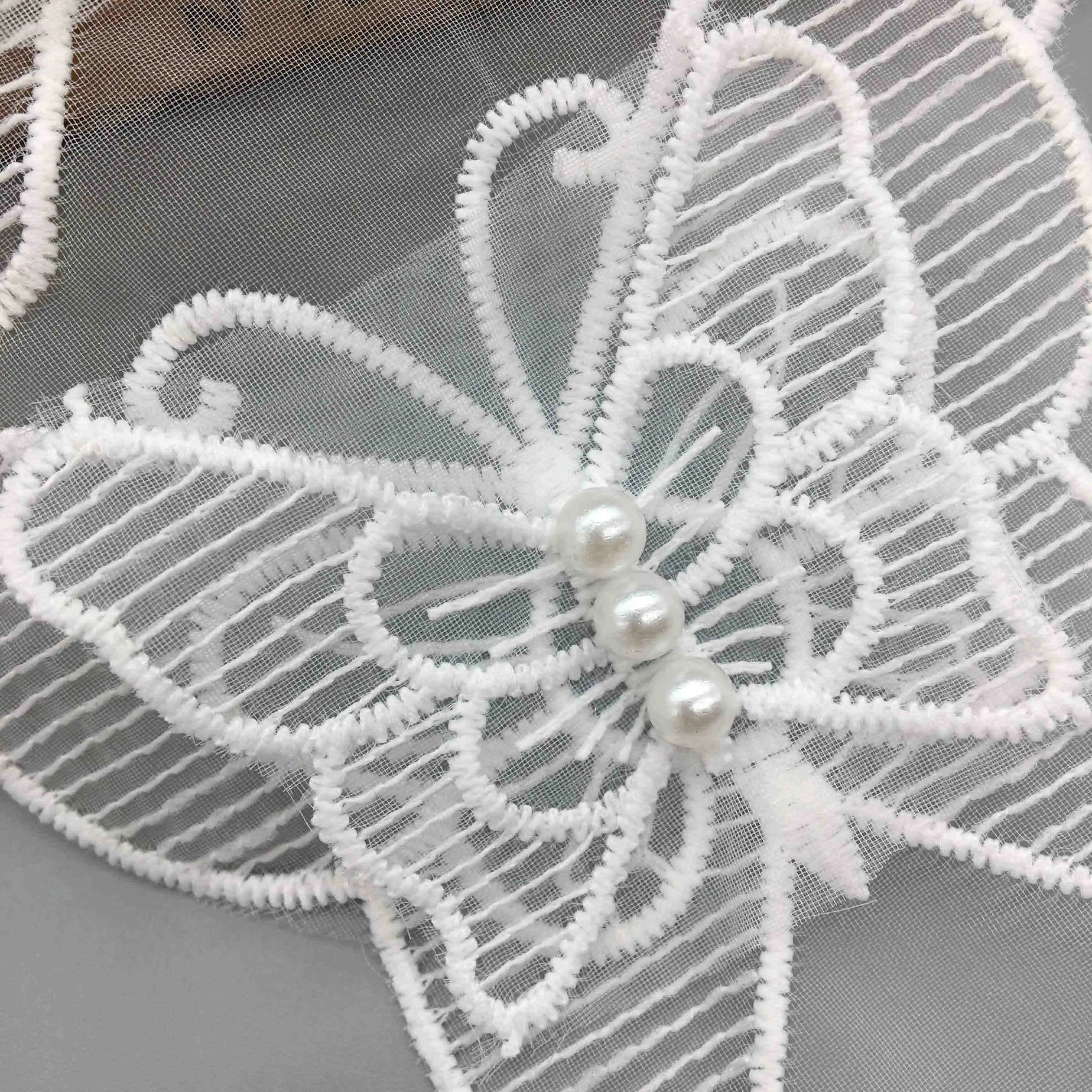 

2 Yards Pearl Flowers 3D Butterfly Cotton Lace for Fabric Embroidered Trim Ribbon Wedding Dress Hat DIY Supplies Sewing Crafts