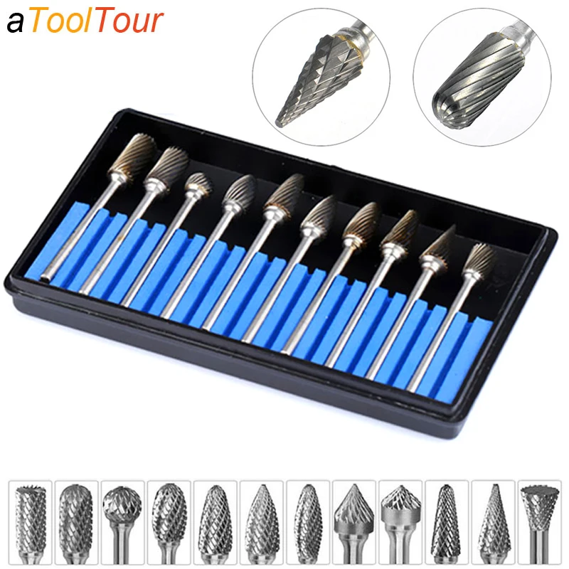 

3mm 1/8" Shank Meatl Wood Milling Tungsten Carbide Rotary Burr Double Single Cut Rotary Dremel Tools Diamond Grinding 6mm Tip