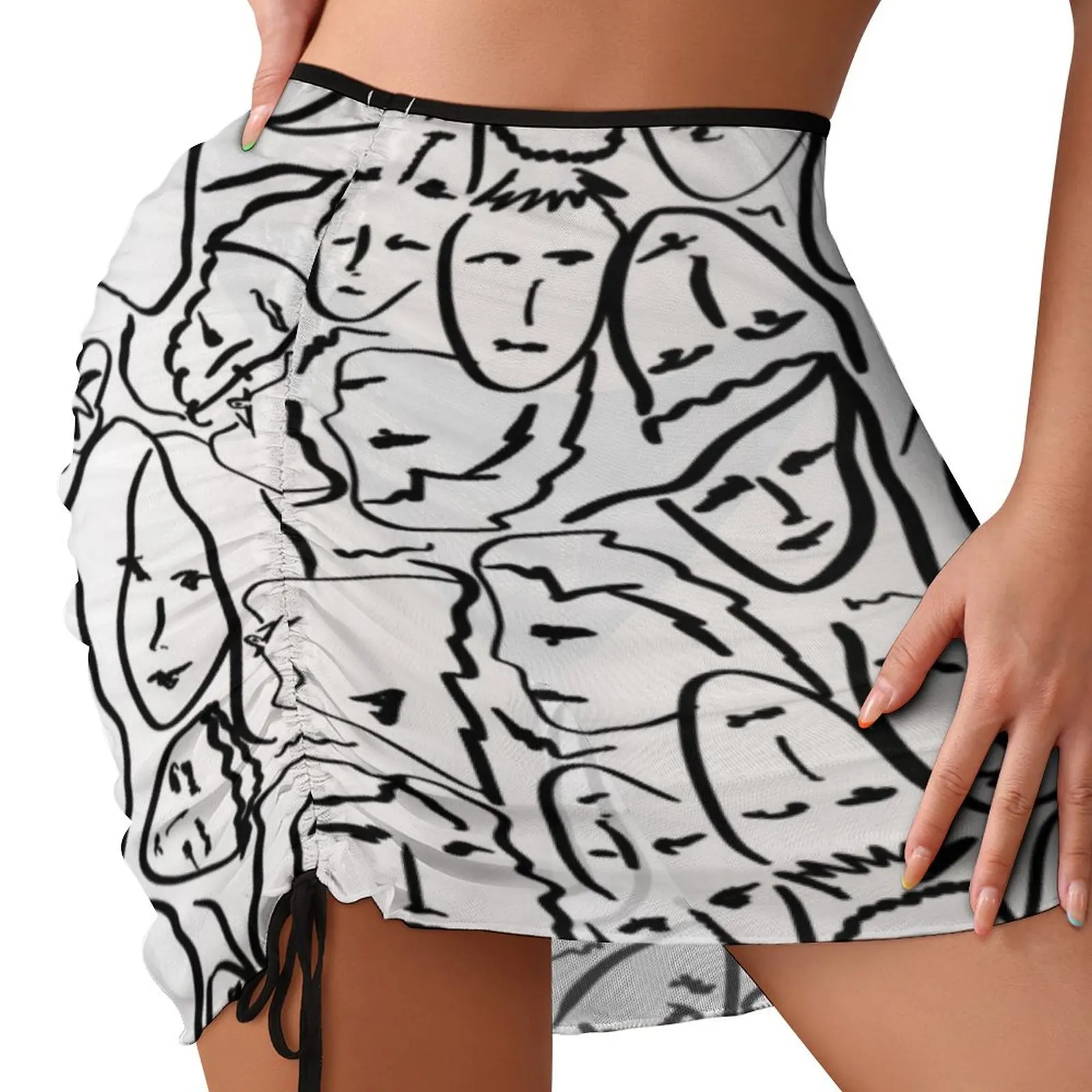 

Call Me By Your Name Elios Shirt Faces in Black Outlines on White CMBYN Beach Skirt japanese kawaii clothes Women skirt