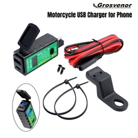 Motorcycle USB Charger for Phone 12V SAE to Dual USB Fast Charging Adapter with Voltmeter On/Off Switch 3.1A / 4.8A Type-C