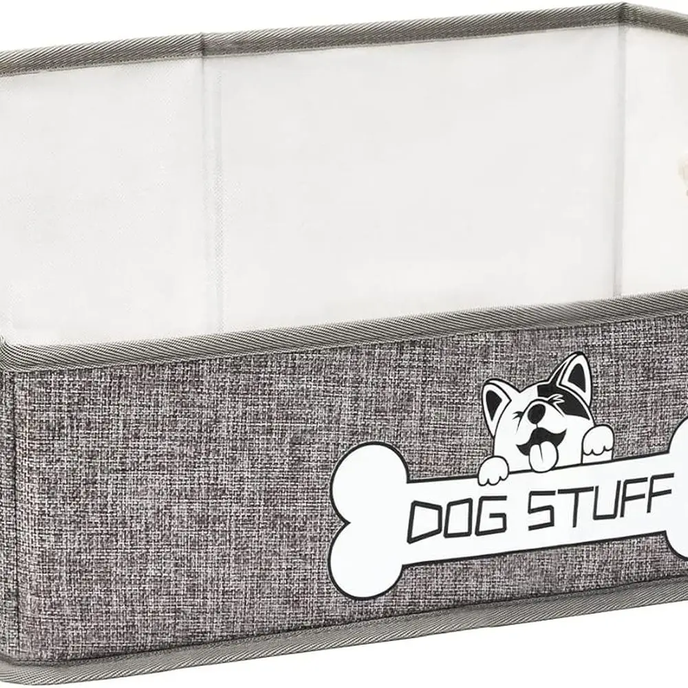 

Foldable Fabric Dog Toy Storage Bin with Handle - Trapezoid Organizer for Pet Toys, Blankets, and Accessories