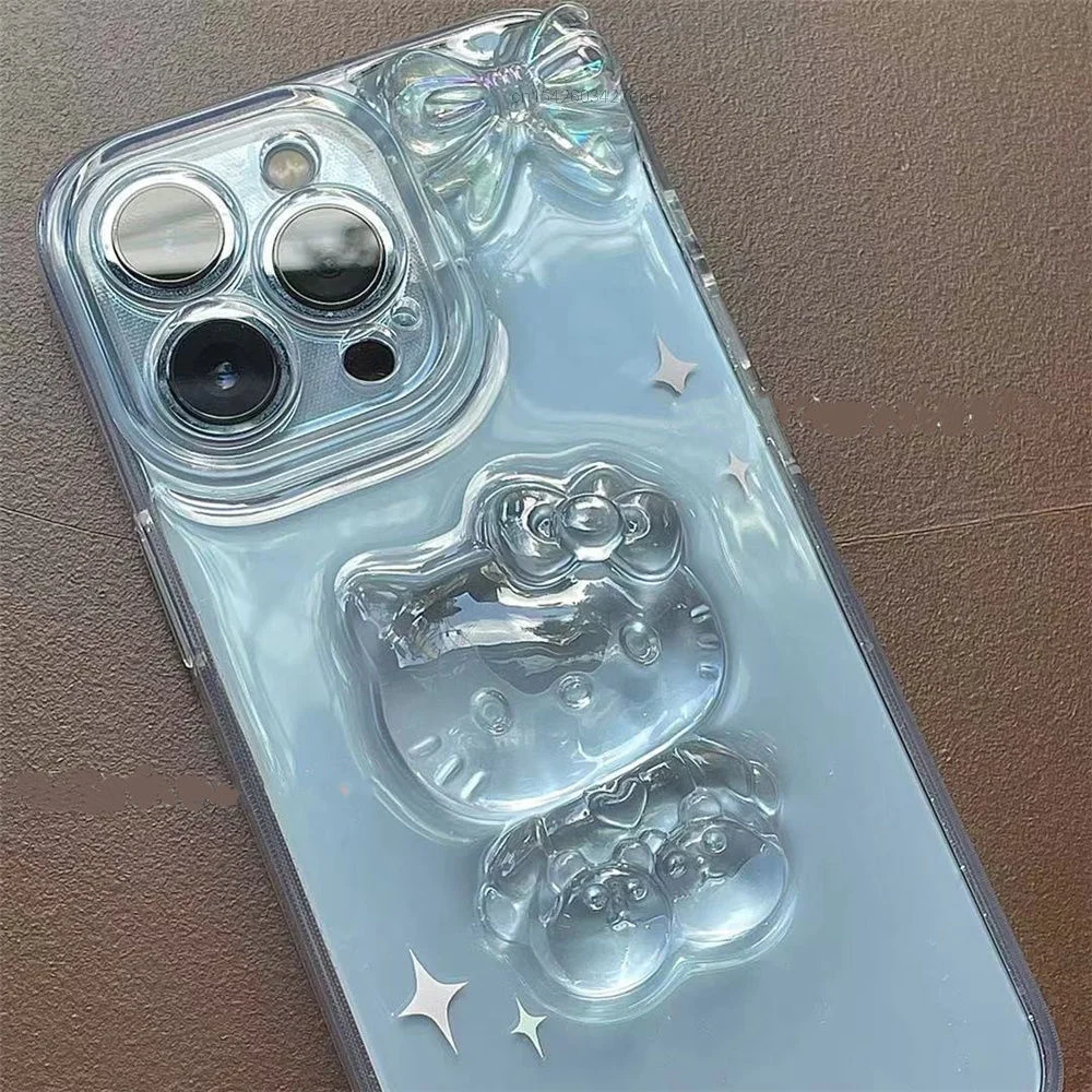 Прозрачный ударопрочный чехол Sanrio с кавайным кристаллом Hello Kitty для Iphone 13 12 11 Pro Max Mini 7 8 Plus X Xr Xs Se для девочек Y2k