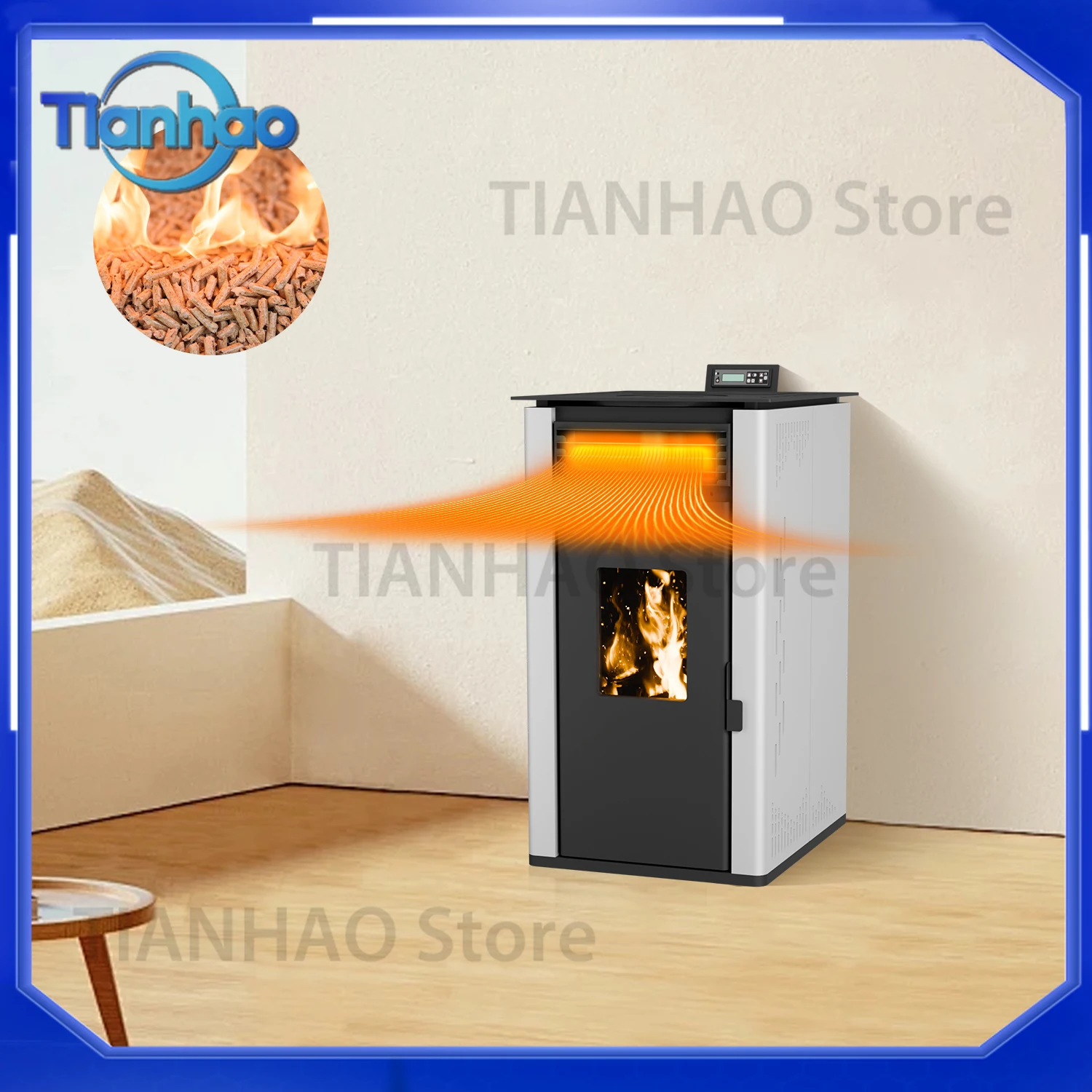 Modern Real Fire Circulation Burning Stove Energy-Saving Biomass Pellet Boiler Radiator Heater for Villa Environmental Modern