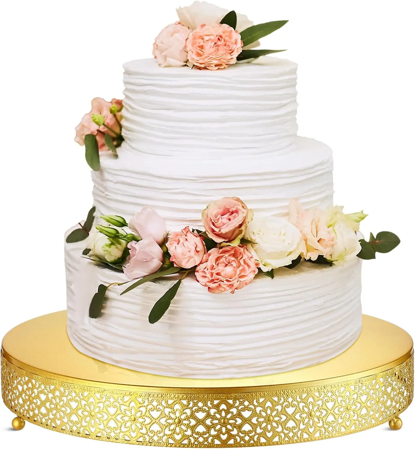 

16-дюймовая круглая золотая металлическая подставка для торта для свадеб, дней рождения и демонстрации десертов