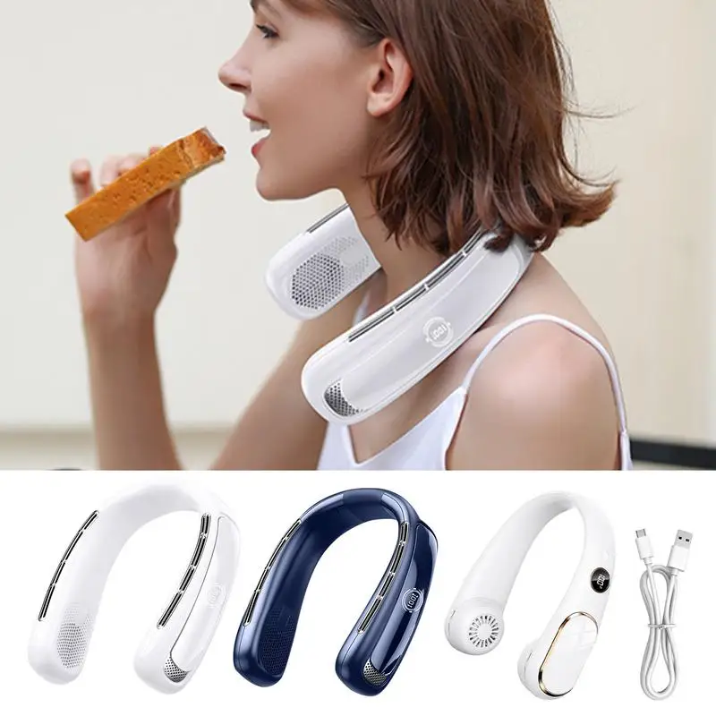 핸즈프리 목 선풍기, 개인 휴대용 선풍기 목 쿨러, 쿨링 플레이트, 블레이드리스 목 선풍기, 충전식 헤드폰 디자인, 5 단  Best5