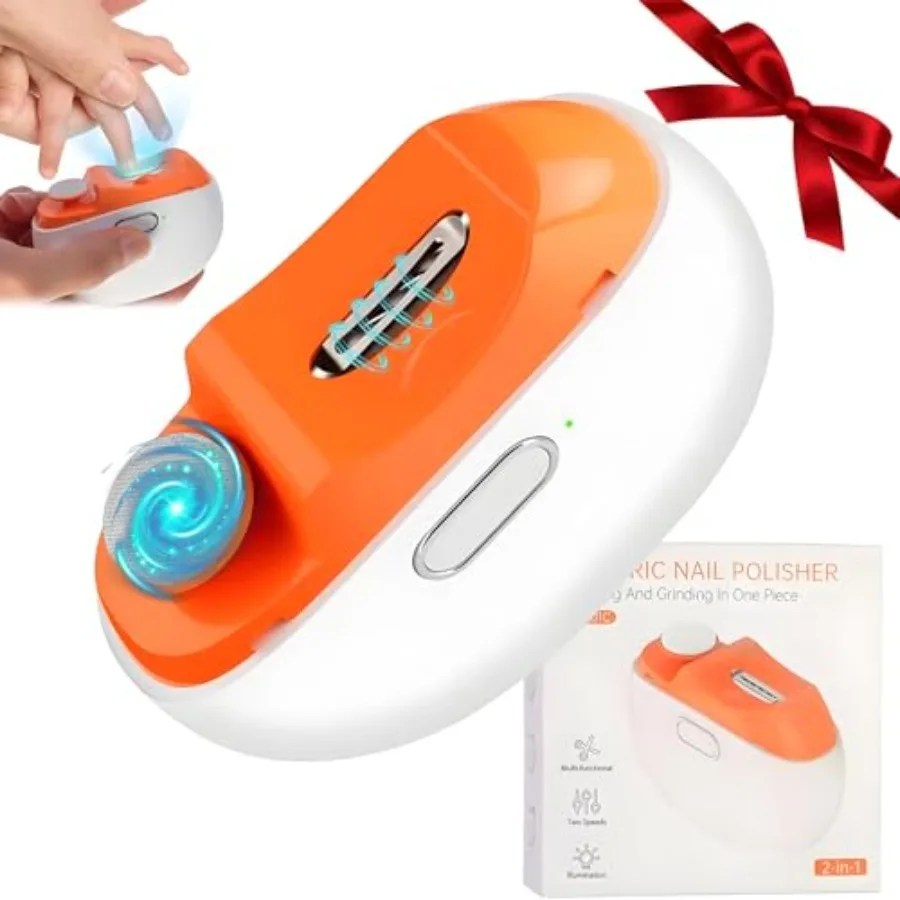 

Electric Nail Clipper for Seniors and Adults: Automatic 2in1 Rechargeable Nail Trimmer with Builtin LED Light and Compact Nail