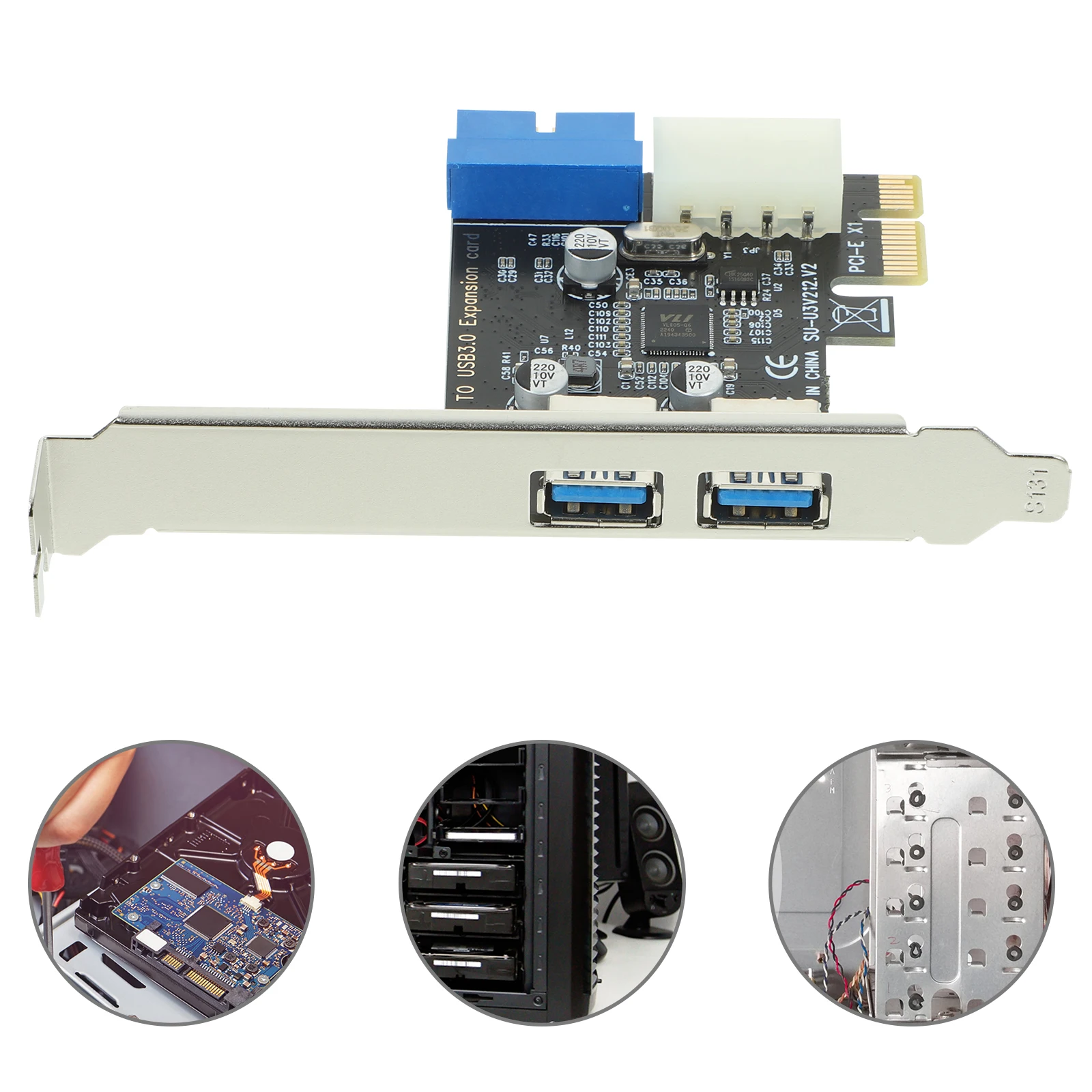 

Карта расширения Usb 3.0 Express Pcie To Dual Usb 3.0 Внутренний концентратор Обновление Настольный компьютер Быстрая передача Поддержка нескольких вилок