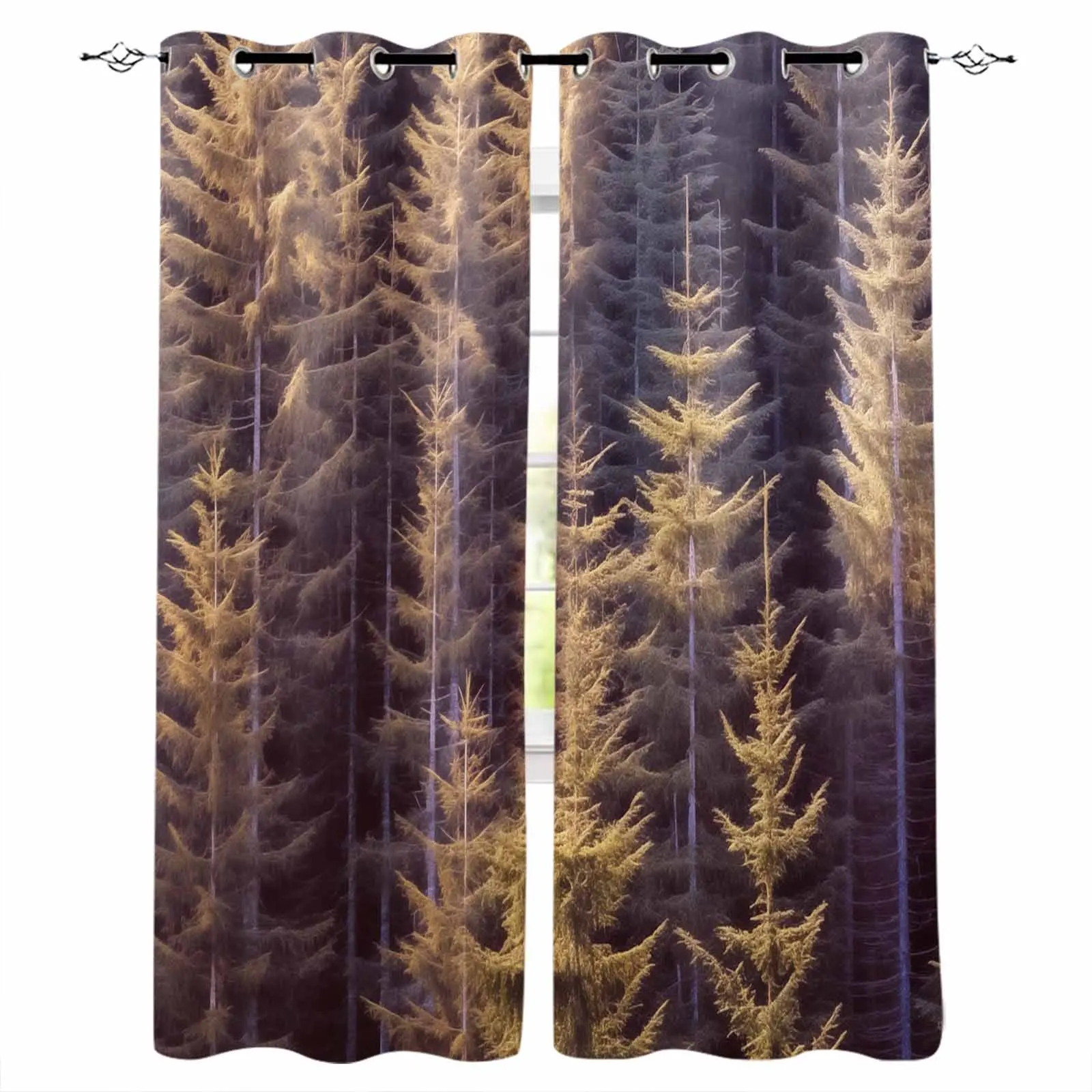 Wallpaper Forest Tree Autumn Living Room Bedroom Elegant Curtains For Kitchen The Room Window Treatments Drapes