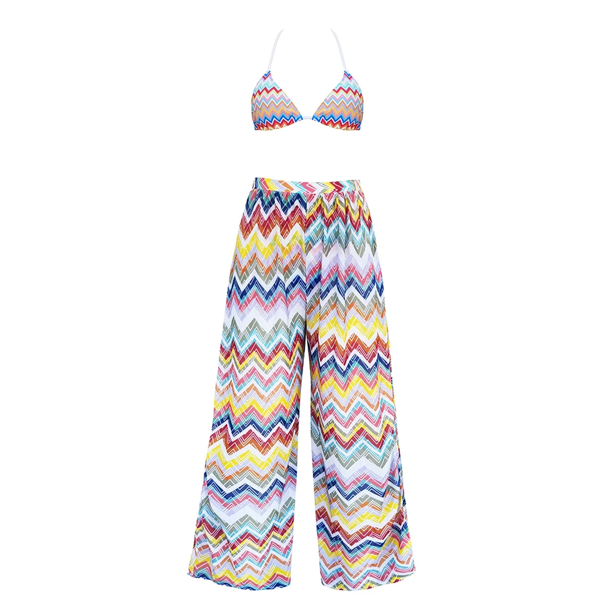 3pack Bikini Swimsuit With Cover Up Pants Swimwear Women Knot Bathing Suit Bandage Bikini Set Swimming Suits Biquini