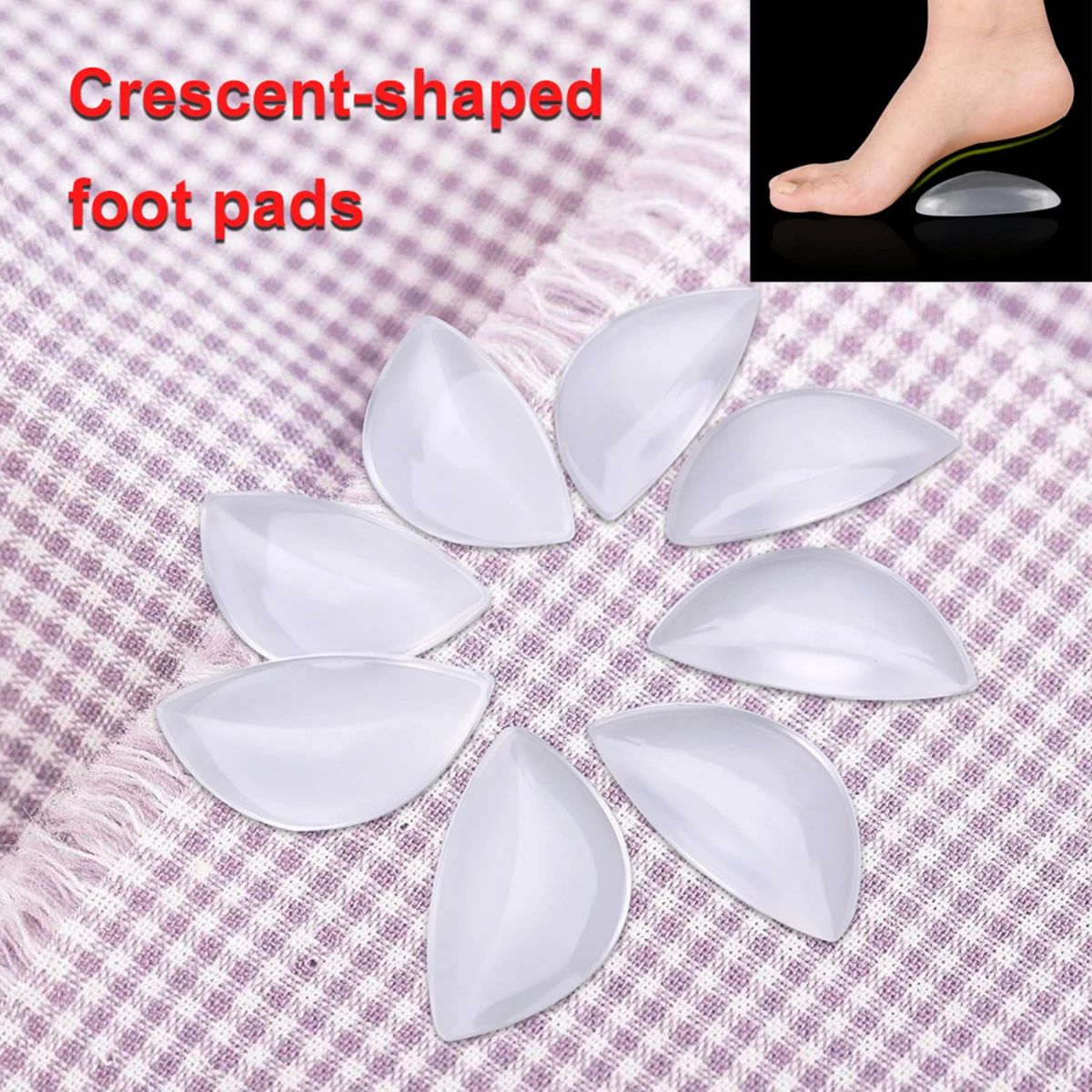 

4 Pairs Transparent Gel Insoles 35x18mm Arch Support Adhesive Flat Feet Orthotics Massage Pad Thick Cushioning Relief Foot