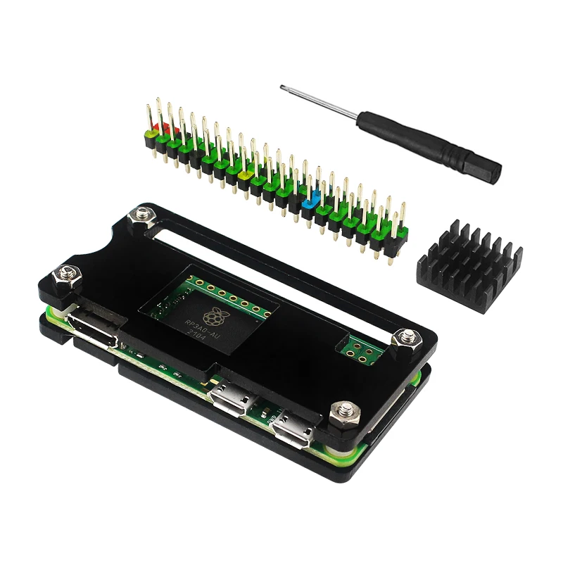 Acrylic Case for Raspberry Pi Zero kit with Aluminum Heat Sink + 40Pin GPIO Header + Screwdriver for Raspberry Pi Zero W 1.3 Pi0