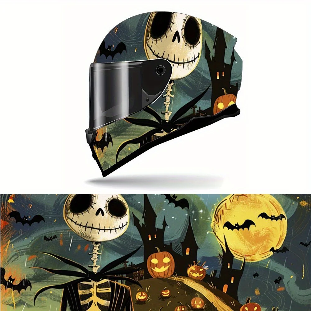 

Full Face Spooky Jack-o'-lanterns and Haunted Castle pattern Helmet Decals - Durable and Waterproof PVC, self-adhesive Motorcycl