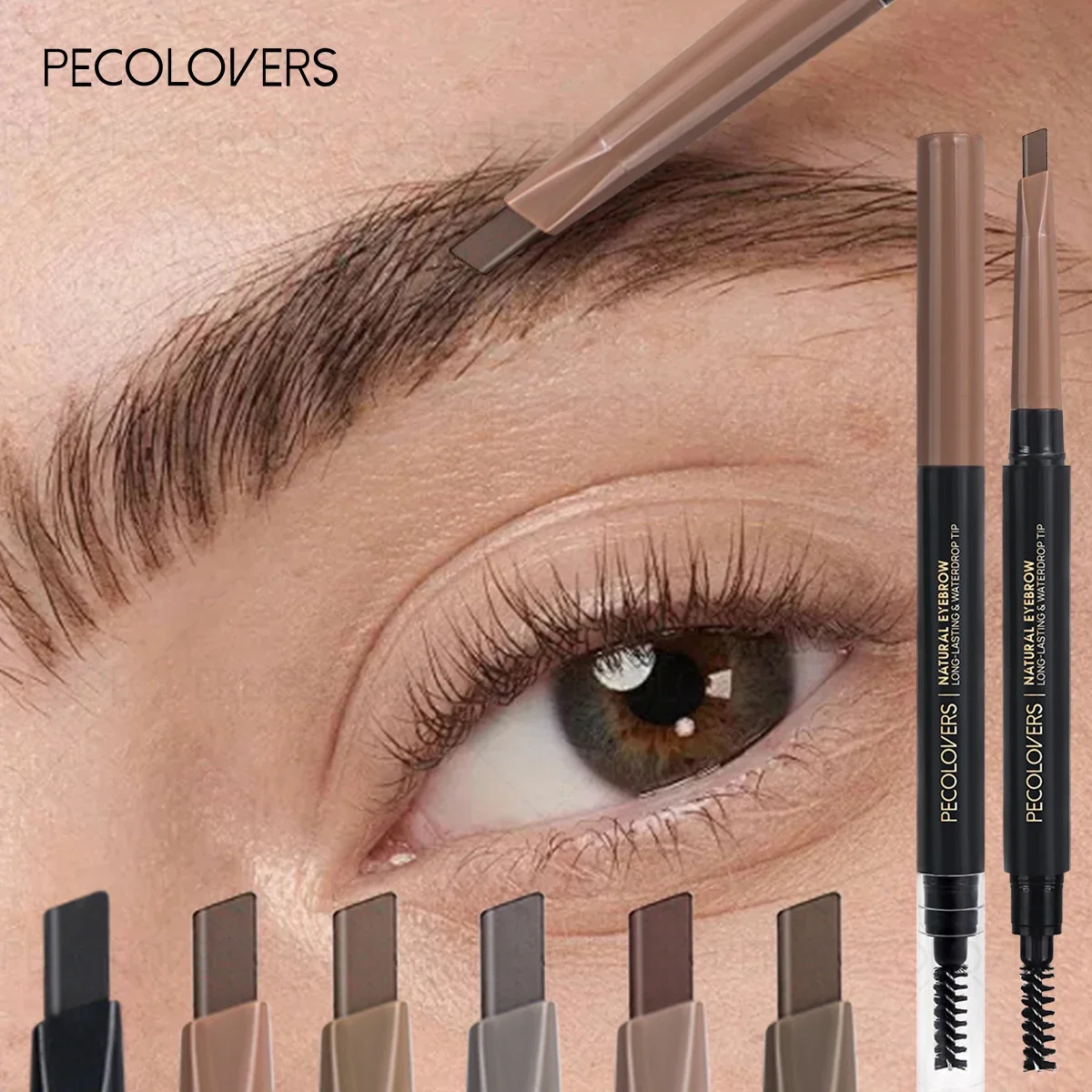 Suave sem florescer marrom lápis de sobrancelha triângulo de cabeça dupla natural longa duração lápis de sobrancelha maquiagem cosméticos