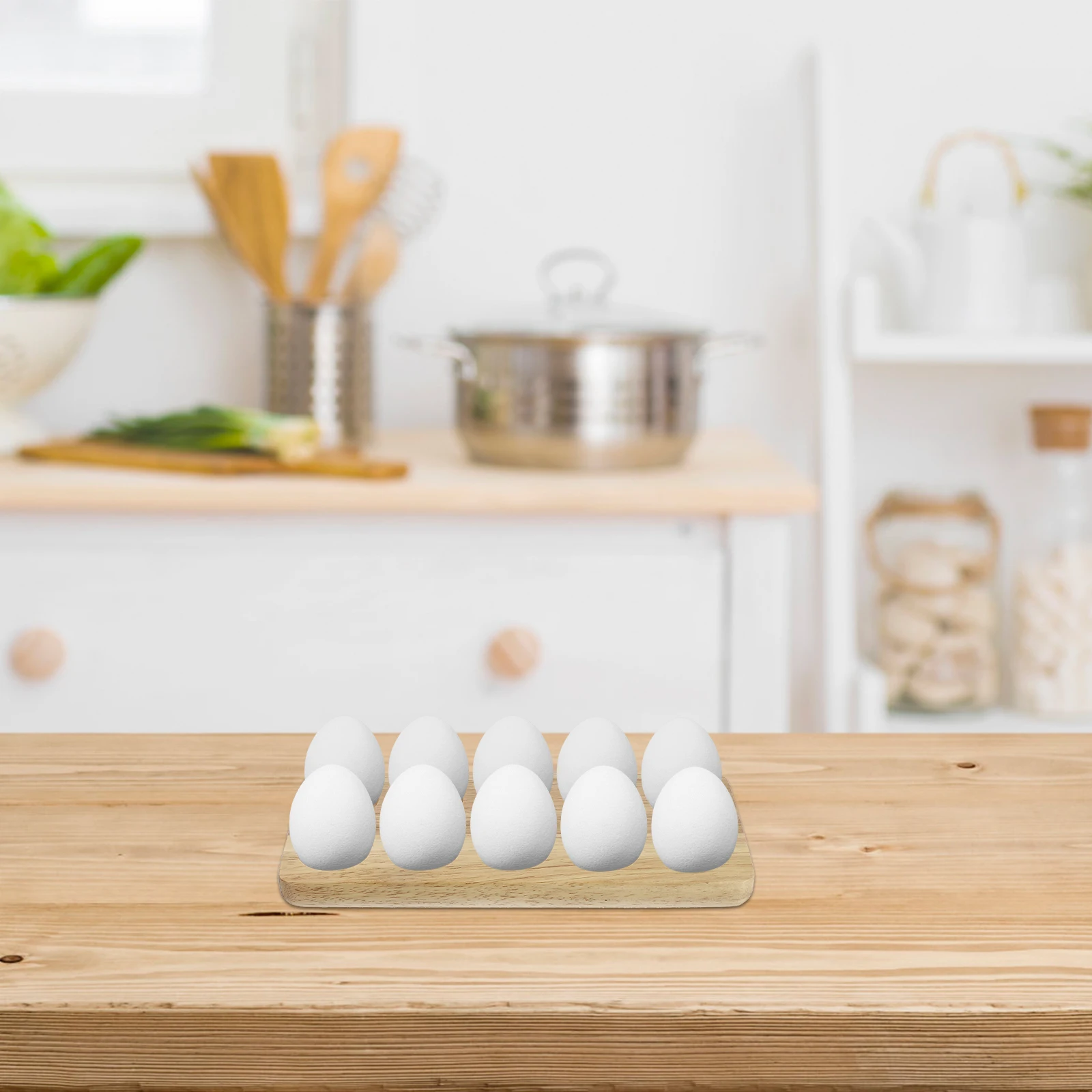 

1Pcs Wooden Egg Storage Rack Space Saving Egg Holder Container with Simple Style Protection for Eggs in Kitchen Use
