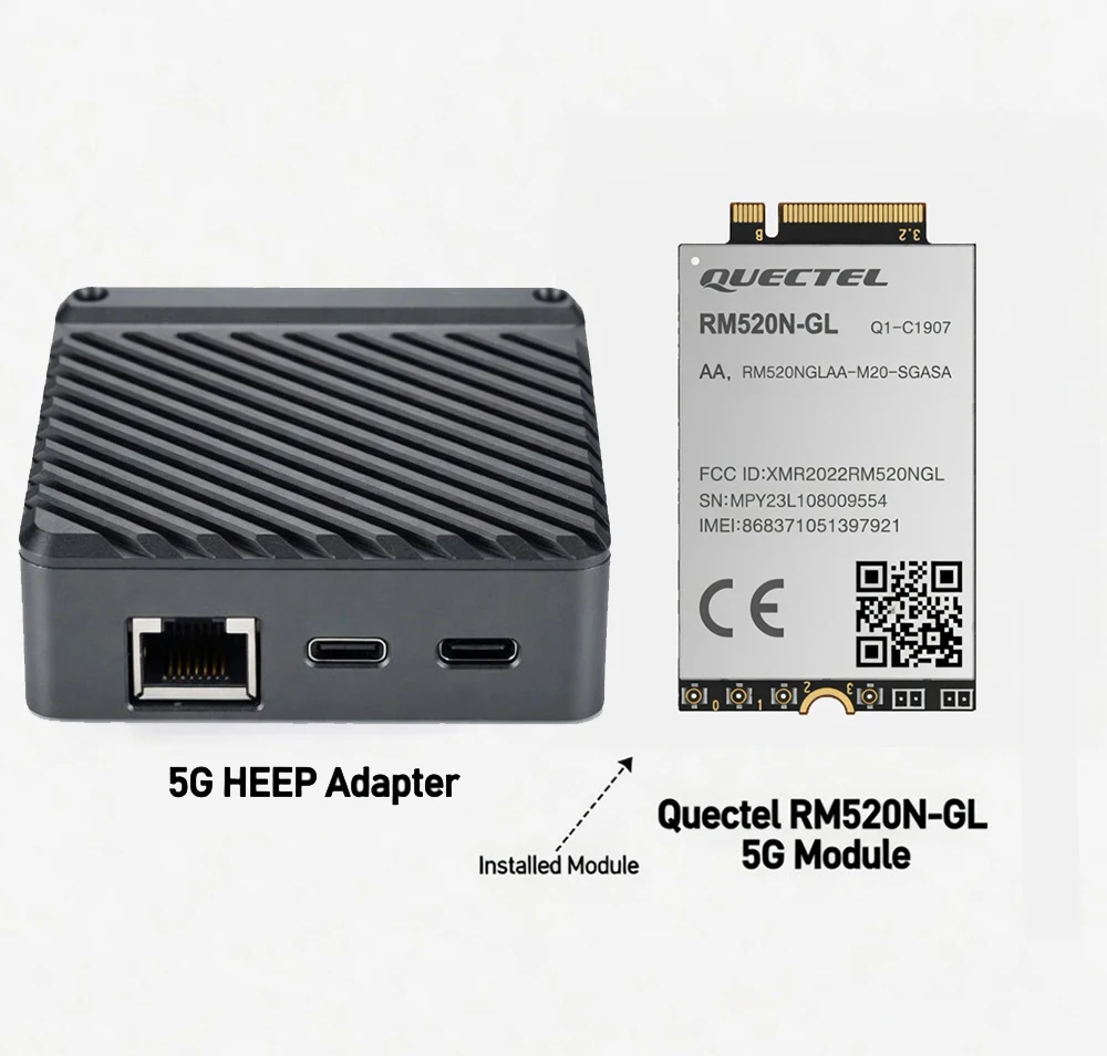 Imagen 6: Módulo 5G RM551, Adaptador de Puerto Ethernet RJ45, Depurador, Placa Adaptadora de M2 a USB 3.0 Tipo-C con Chip RTL8125 de 2.5Gbps