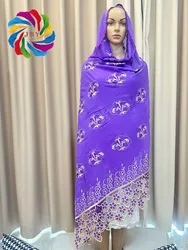 embroidery hijab Scarf  African Women Cotton Scarf Dubai Islamic Hijab Embroider Scarf with Tassels Heavy Cotton Big Scarf TH18