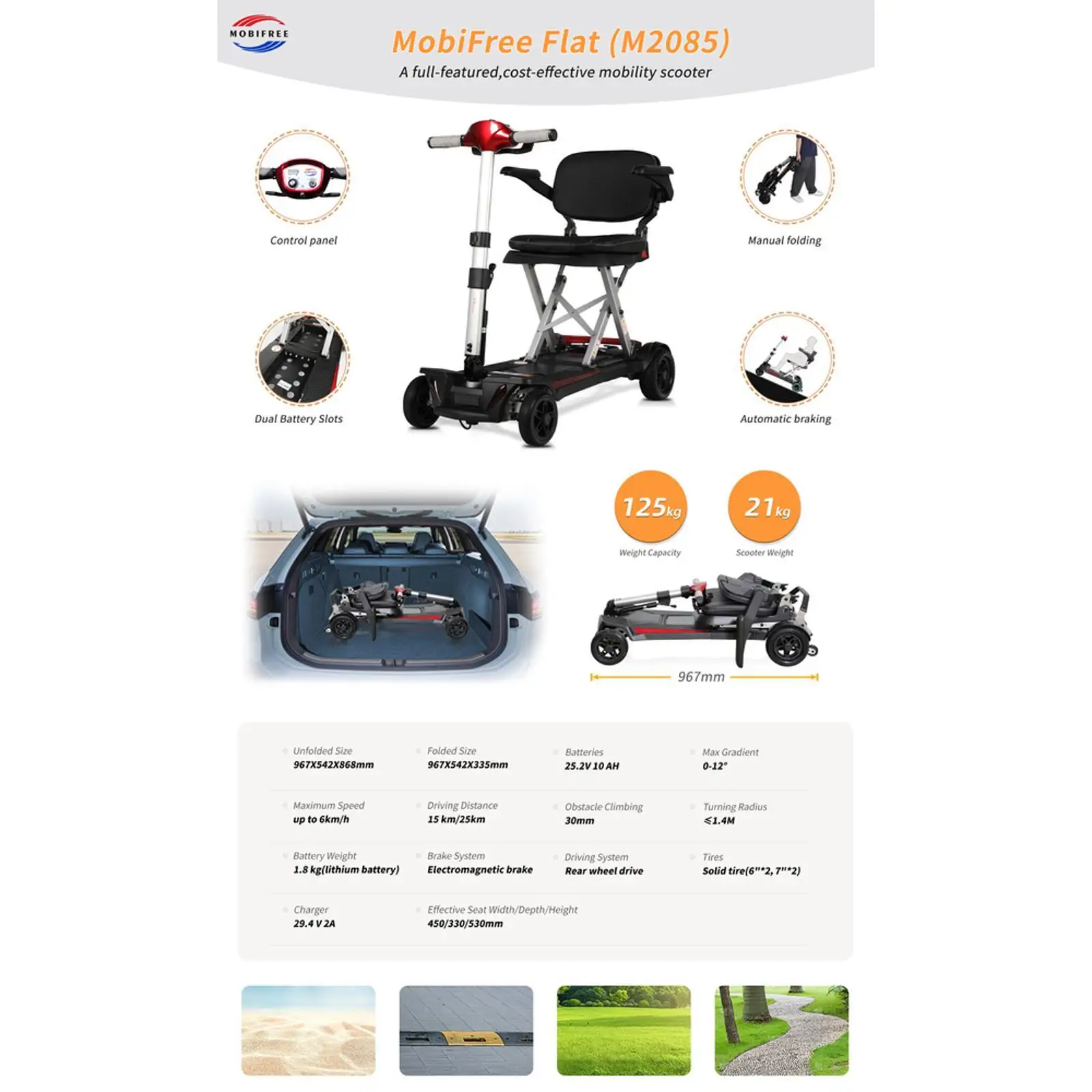 

Складной самокат Manaul M2085 красный для легких путешествий пожилых людей со конкурентоспособной установкой