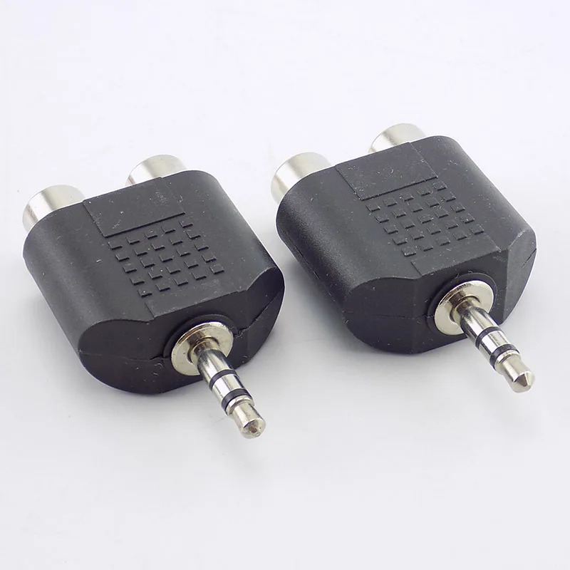 3.5 mm Jack Stereo AUX male to 2 RCA Female Audio Cable Adapter for Computer Speaker Earphone Headphone Y Splitter Connector L19