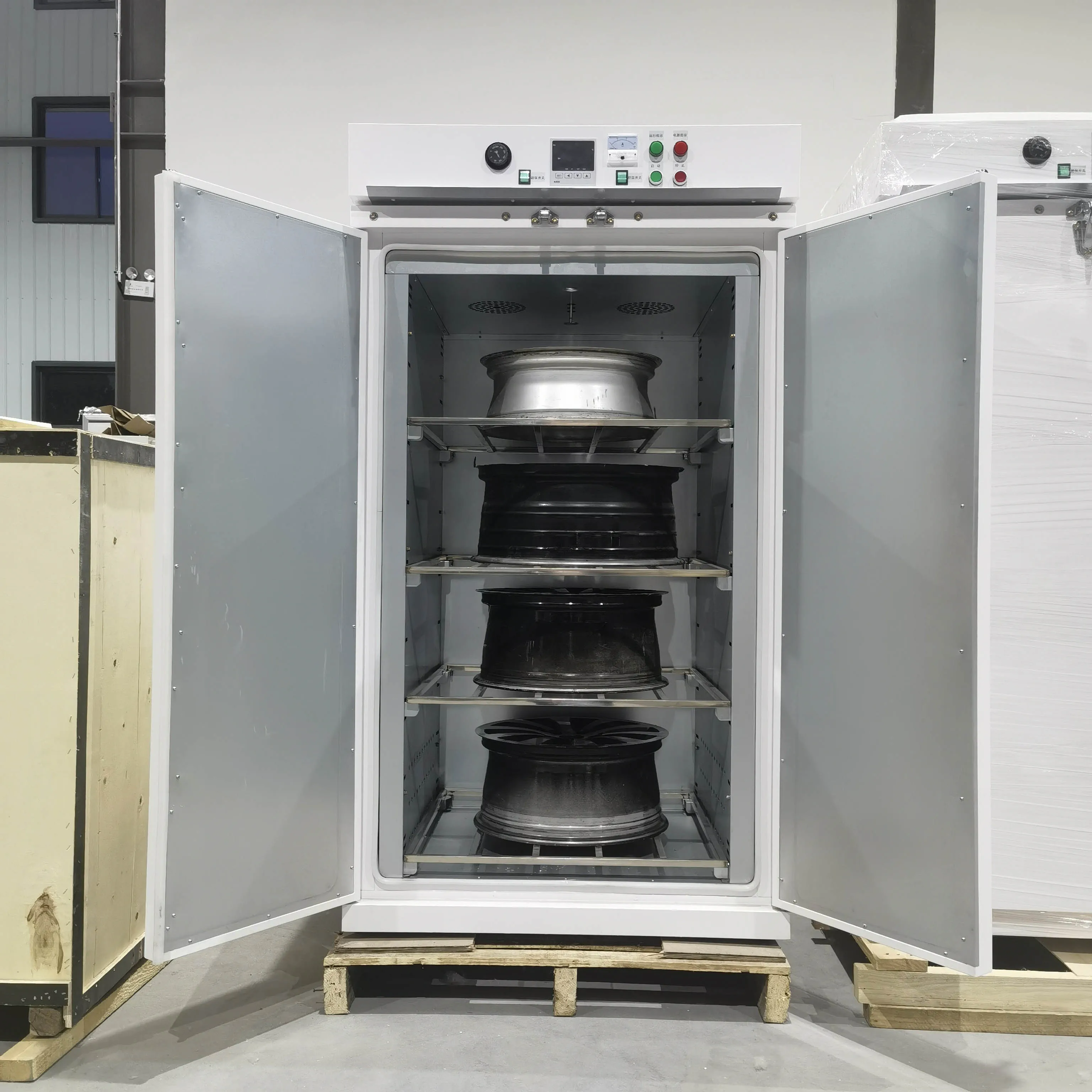 tech 220V Electric Heating Garage Oven 4-Wheel Dry Equipment PLC Core Components SUS304 Stainless Steel 6000W Drying Oven