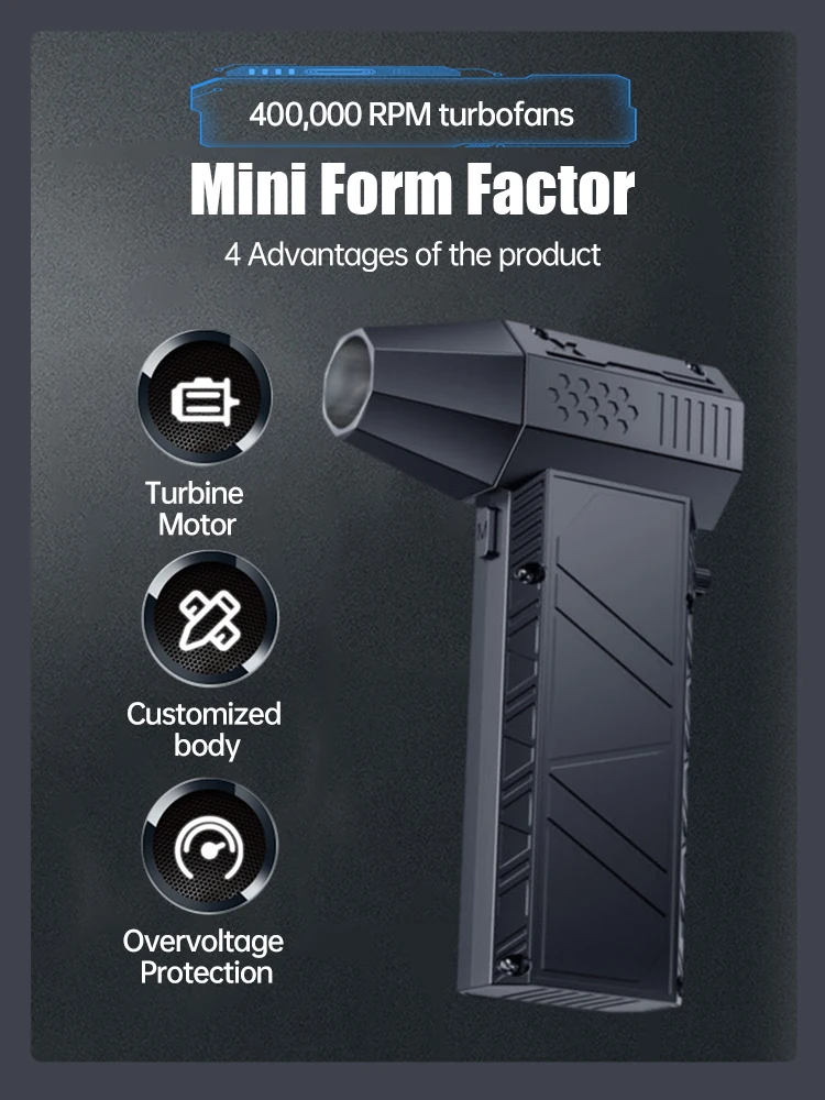 X6 Pro Turbo jet fan 400000 RPM brushless 8000mAh Powerful Snow Blower High-speed Dust Fan Mini Turbo Jet Fan Handheld fan