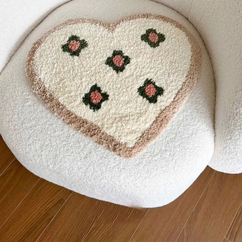 Almohadilla antideslizante para el suelo, decoración estética para la habitación del hogar, alfombra  baño con forma  corazó