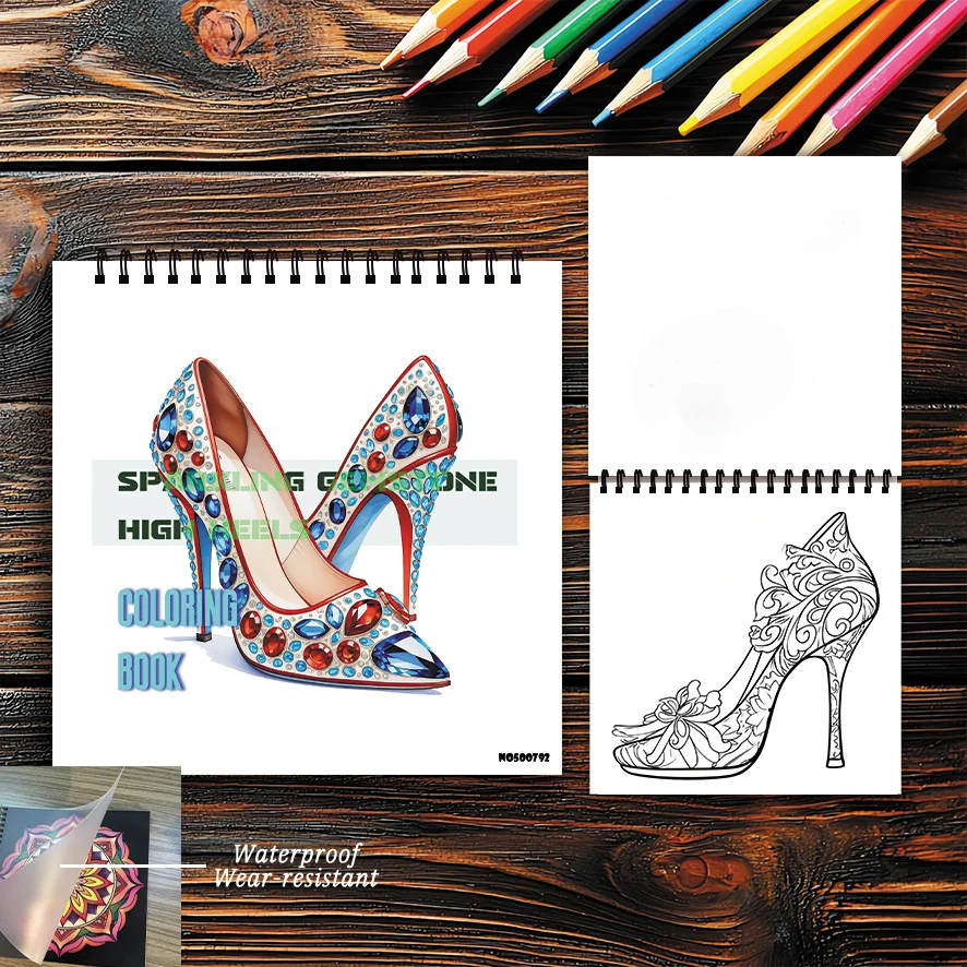 Sparkling Gemstone High Heels Coloring Book - 8.27×8.27 Inches, 22 Pages. Perfect for Those Who Love Glamorous Themes' Relaxatio