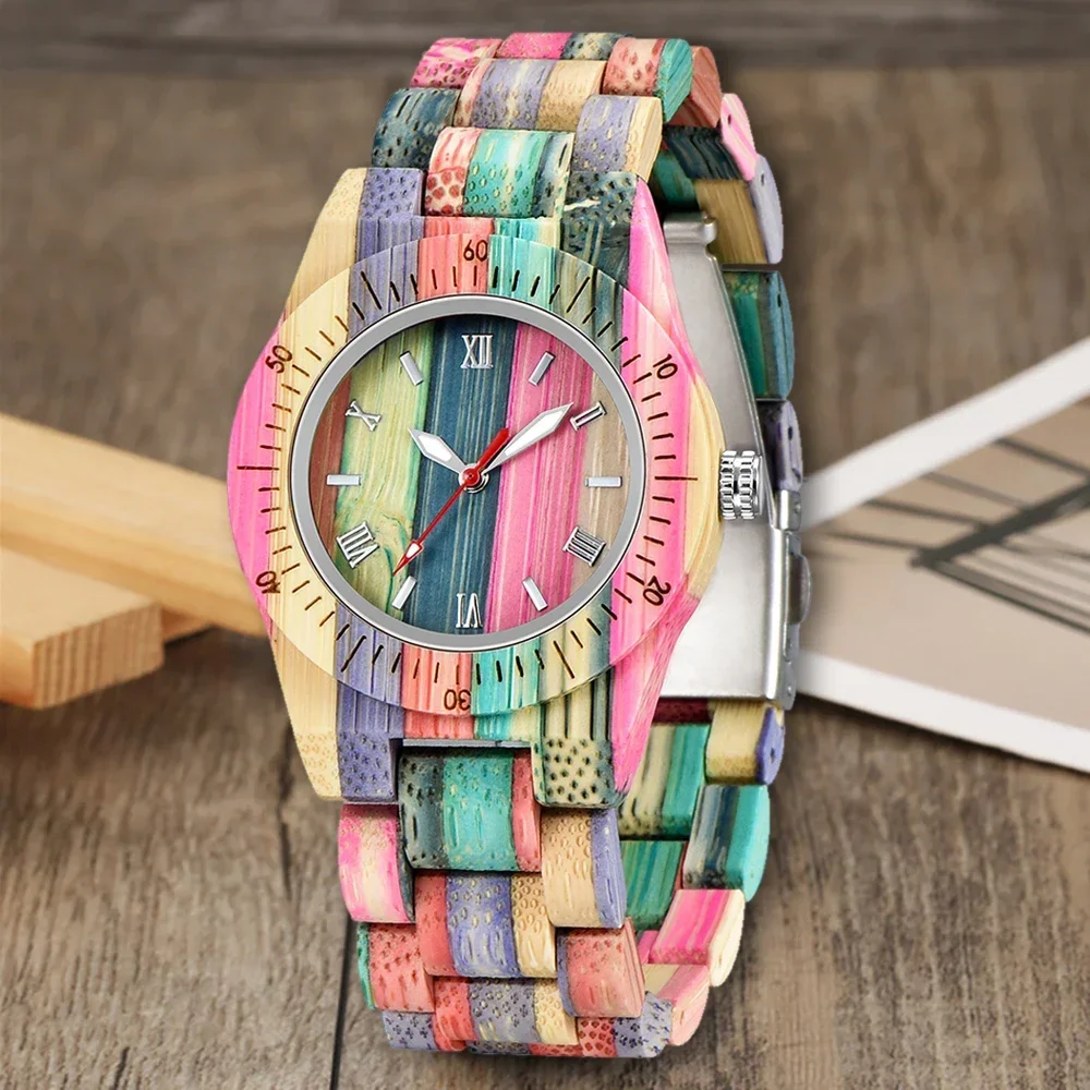 Minimally Designed High-quality Colored Wooden Women's Watch Luxurious Casual Women's Accessory Watch