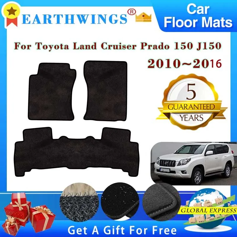 Car Floor Mats For Toyota Land Cruiser Prado 150 J150 2010~2016 5 Seater Rugs Footpads Carpet Cover Pad Foot Pads Accessories