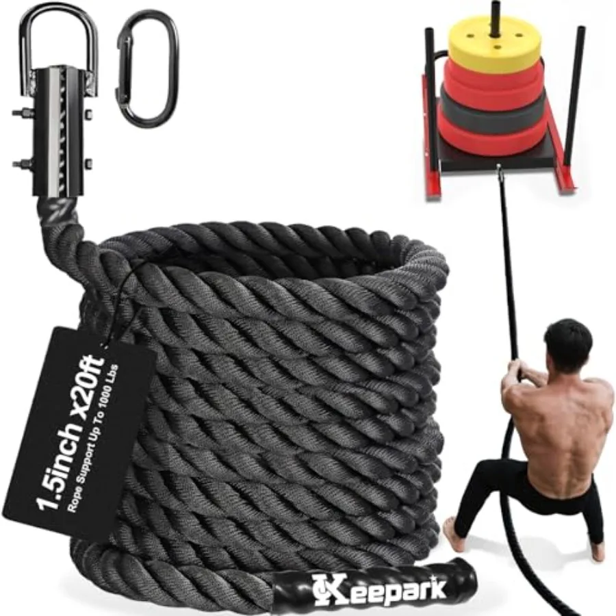 

Weight Workout Sled Pulling Rope - 1.5 Inch Dia.15FT 20Feet 30Feet 40Feet Length Heavy Duty Workout Rope for Weight Sled Tire D