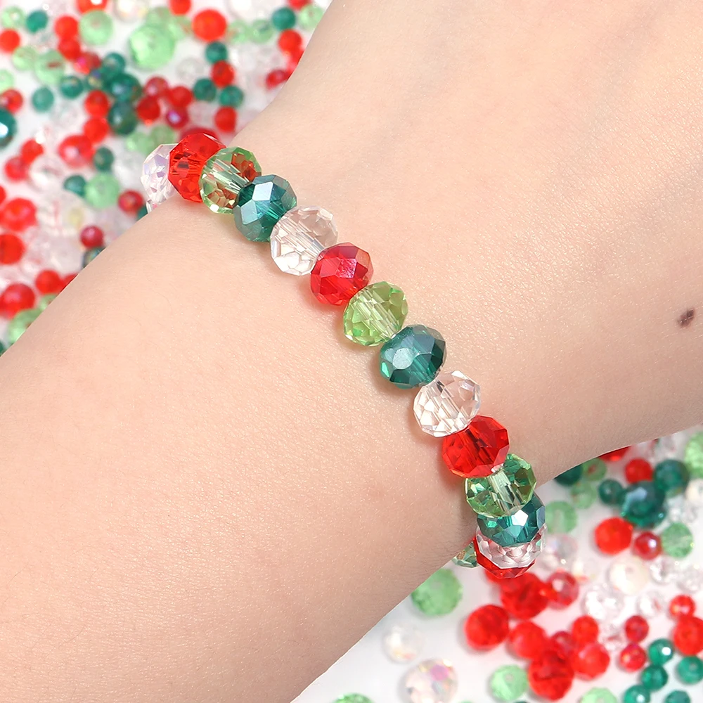 100-200pcs/bag 4/6/8mm Mix Color Faceted Glass Beads Clear Round Flat Loose Beads For Jewelry Making DIY Bracelet Necklace