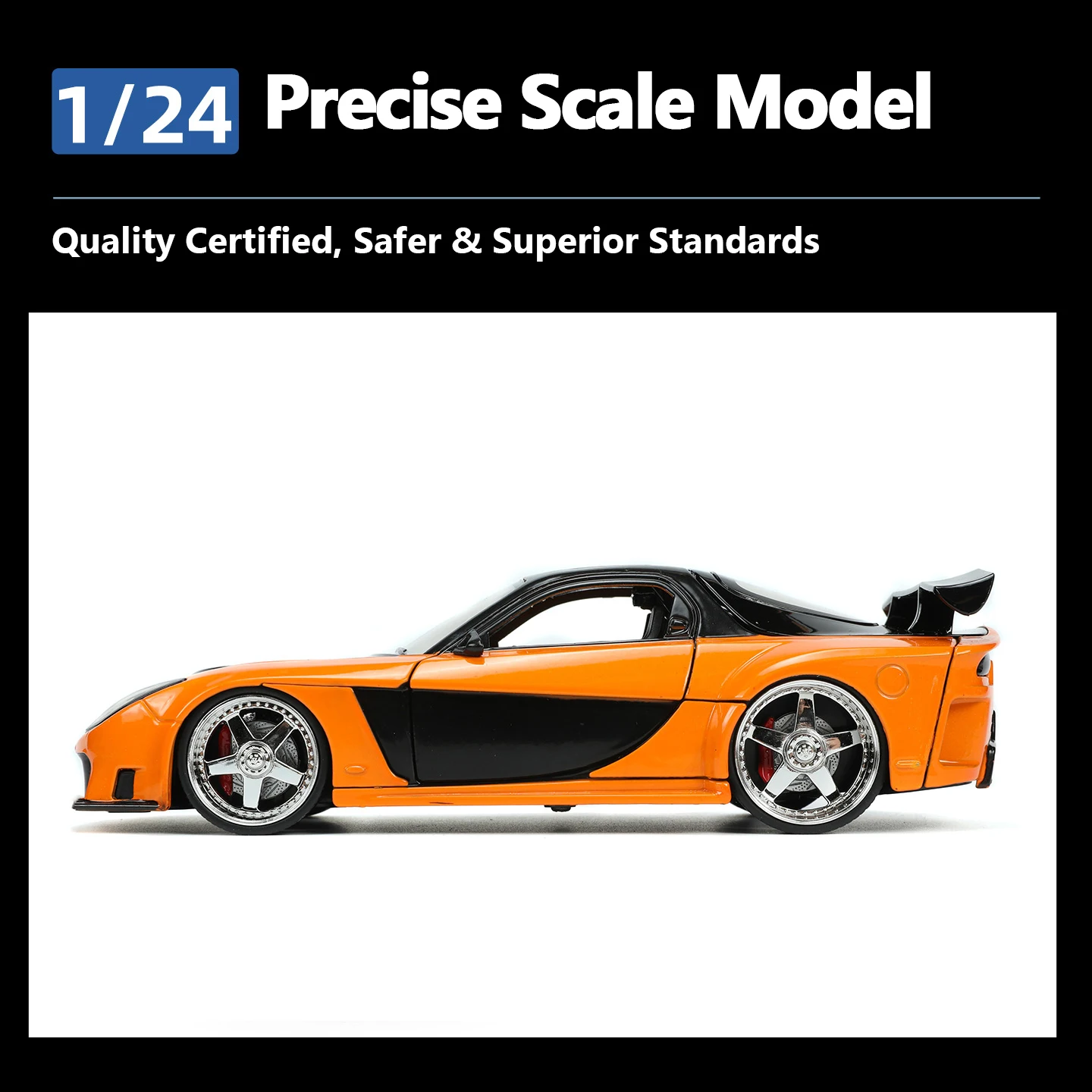 JADA Diecast Car 1:24 Scale 1997 Mazda RX-7 with Han Figure Set Hollywood Rides: The Fast and the Furious JD33174 view 3