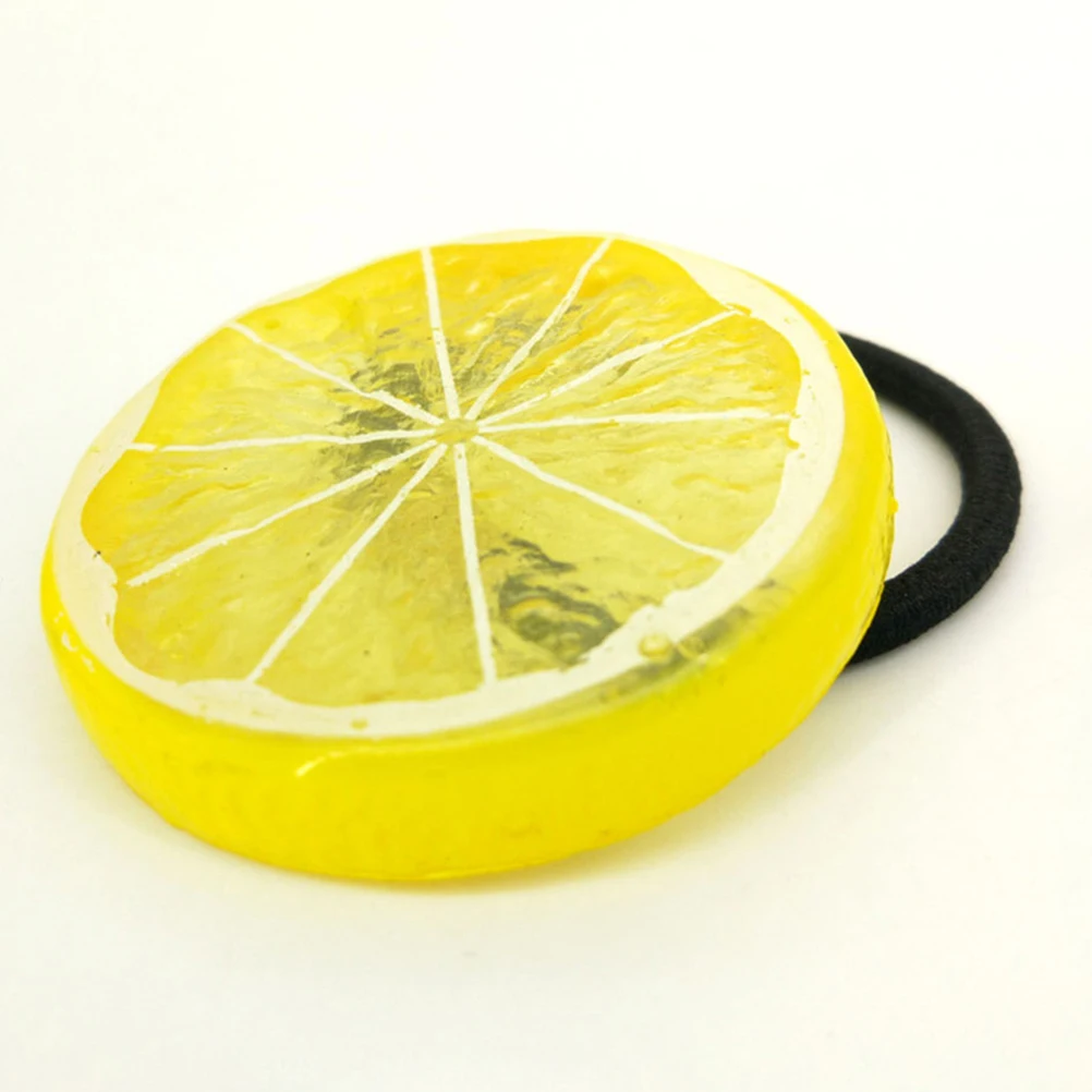 

10pcs Yellow Green Lemon Slice Hair Bands Lemon Decorative Ties for Girl Small Ponytail Holders Elastic Hair Accessories