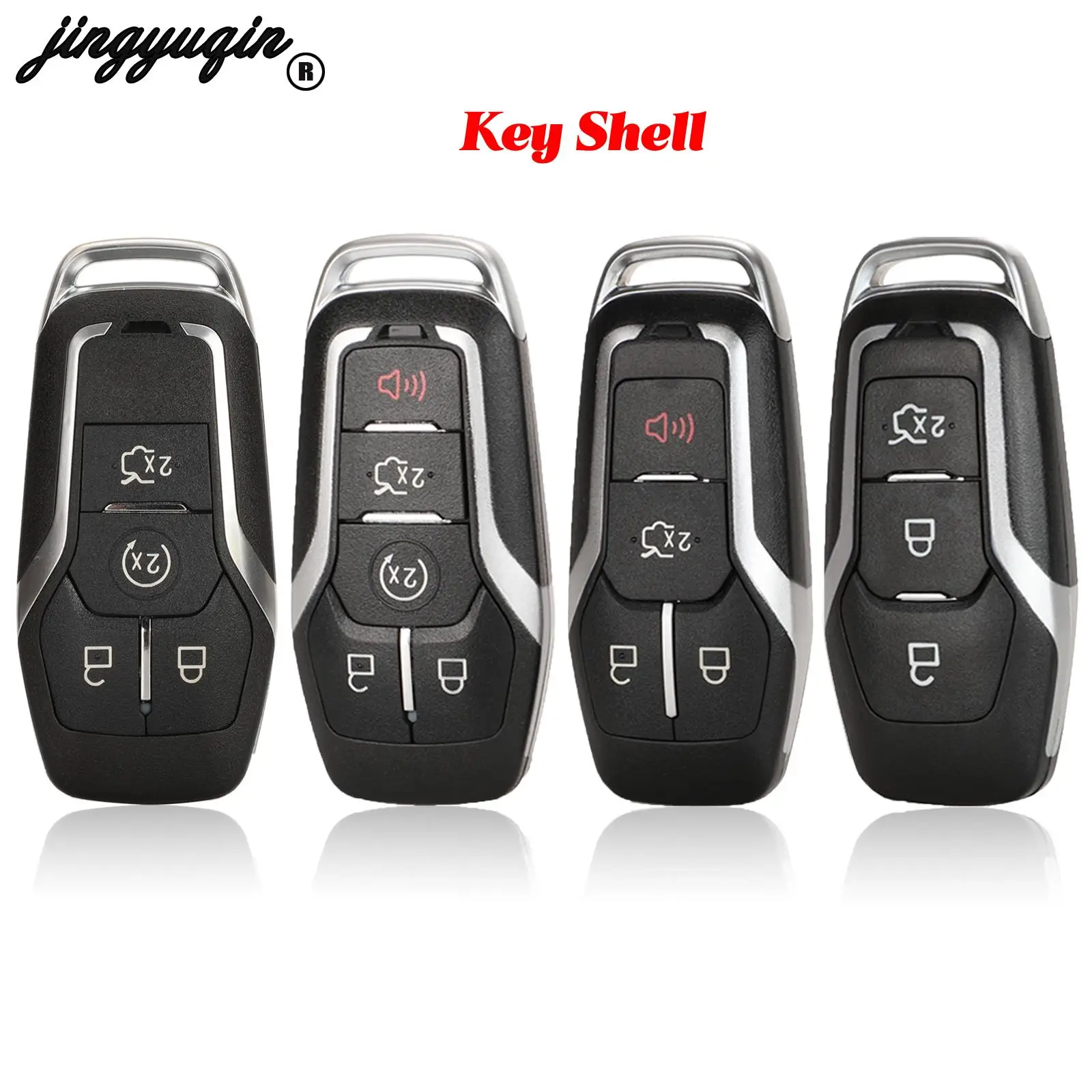 Jingyuqin 3/4/5 Buttons Smart Remote Key Case For Ford Mustang Edge Explorer Fusion Mondeo Kuka Car Shell Fob Uncut Blade